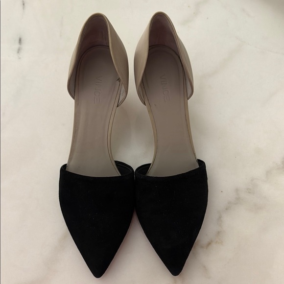 Vince Black and Tan color blocked Heels with Pointed Toe - Picture 2 of 8